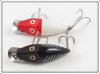 Heddon Red Head White & Black Shore Midget River Runt Pair