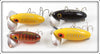 Arbogast Yellow, Black & Parrot Jitterbug Lot Of Four
