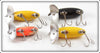Arbogast Yellow, Black & Parrot Jitterbug Lot Of Four