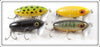 Arbogast Frog, Yellow, Black & Perch Jitterbug Lot Of Four Lures