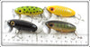 Arbogast Frog, Yellow, Black & Perch Jitterbug Lot Of Four