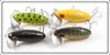 Arbogast Frog, Yellow, Black & Perch Jitterbug Lot Of Four