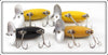 Arbogast Frog, Yellow, Black & Perch Jitterbug Lot Of Four