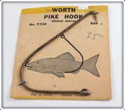 Vintage Worth Genuine Mustad Pike Hook On Card