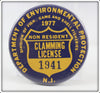 Vintage 1977 New Jersey Non Resident Clamming License Pin
