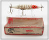 Vintage Heddon Red & White Dying Flutter Lure In Box