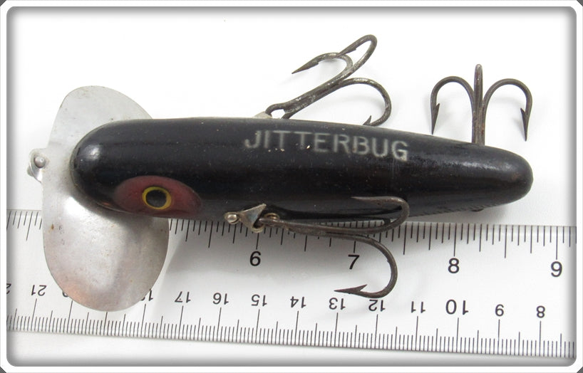 Vintage Fred Arbogast Black Wooden Musky Jitterbug Lure For Sale Vintage Fred Arbogast Black Wooden Musky Jitterbug Lure For Sale