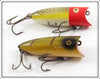 Vintage Heddon Red Head Shiner & Perch Baby Lucky 13 Pair