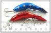 Heddon Red Chrome Bullfrog & Blue With White Spots Tadpolly Spook Pair In Boxes