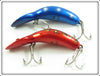 Heddon Red Chrome Bullfrog & Blue With White Spots Tadpolly Spook Pair In Boxes