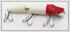 Vintage Heddon Red Head White Wood Jointed Vamp Lure