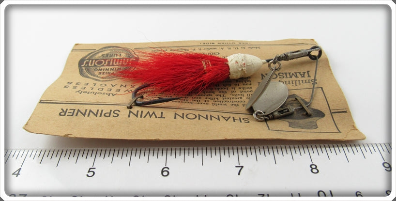 Vintage Jamison Red & White Shannon Twin Spinner Lure On Card For