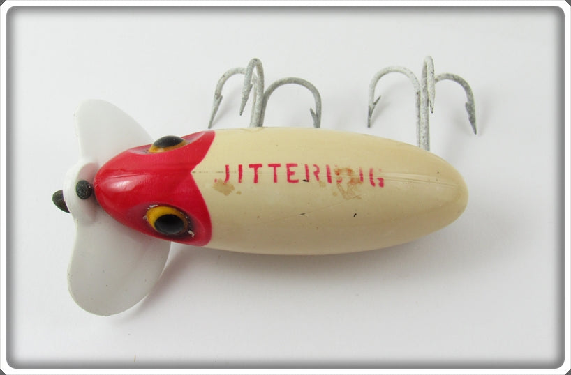 arbogast platic lip jitterbug wwii fishing lure Vintage Fred Arbogast Red & White Plastic Lip Jitterbug Lure For Sale