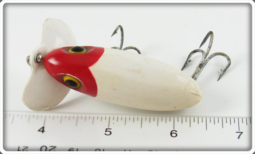 Fred Arbogast Hula Popper, 1/2oz Red / White fishing lure #12926