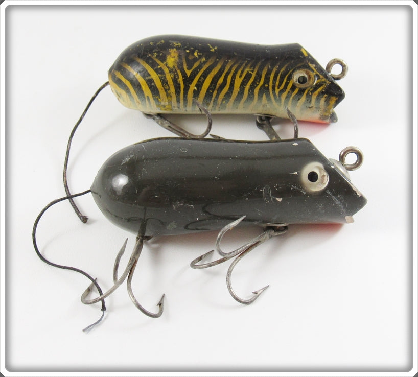 Vintage Creek Chub & Shakespeare Swimming Mouse Lure Pair For Sale