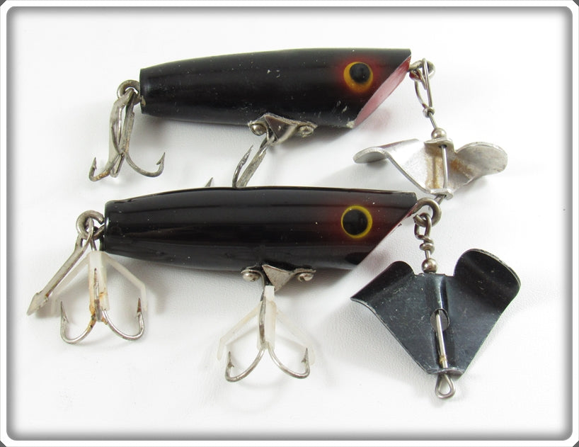 Vintage Arbogast Black Sputterbug & Sputterbuzz Lure Pair For Sale