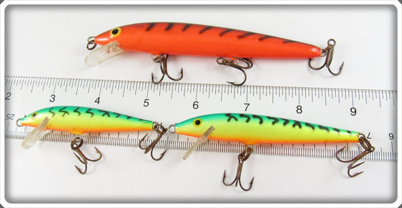 Rapala Fire Tiger & Orange Tiger Minnow Lot Of Three Lures For Sale
