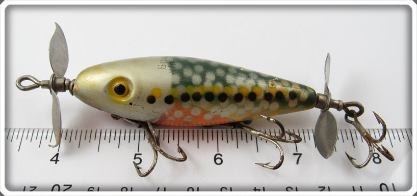 サウスベンド　ニップアイディディー　ウッド Vintage Wooden South Bend Nip-I-Diddee Fishing Lure Spotted