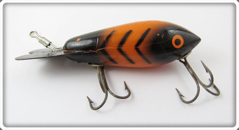 Vintage Bomber Bait Co Orange Black Ribs 512 Lure In 5404 Box For Sale