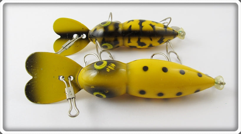 Vintage Whopper Stopper Yellow & Black Hellbender Lure Pair For