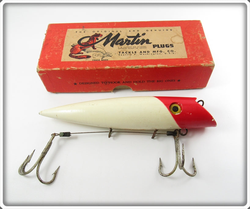 fish lures with red heads Storm Manufacturing Company SHALLO MAC Fishing Lure DN-75 WHITE/RED HEAD aka WOODPECKER 1/8 inches in length Vintage Martin White Red Head