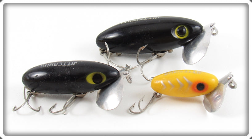 Arbogast Black & Yellow Shore Jitterbug Lure Lot With One Box For Sale