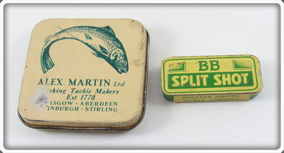 Alex Martin Ltd & Houston Fishing Tackle Co Split Shot Tin Pair