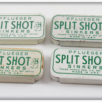 Vintage Pflueger Split Shot Tin Lot Of Four