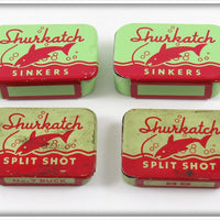 Vintage Shurkatch Split Shot Tin Lot Of Four 