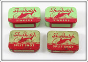 Vintage Shurkatch Split Shot Tin Lot Of Four