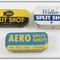 Vintage Ideal, Weller & Aero Split Shot Tin Lot Of Three 