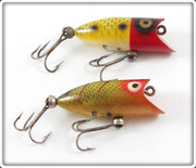 Vintage Heddon Red Head Frog Scale & Perch Tiny Lucky 13 Pair