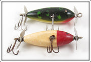 Creek Chub Frog & Red Head White Spinning Injured Minnow Lure Pair