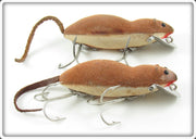 Vintage Heddon Brown Meadow Mouse Lure Pair