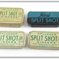 Vintage Pflueger & Ideal Split Shot Tin Lot Of Four