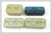 Vintage Pflueger & Ideal Split Shot Tin Lot Of Four