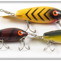 Bomber Yellow Black Stripes, Crawdad & Frog Lot Of Three