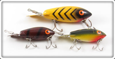 Bomber Yellow Black Stripes, Crawdad & Frog Lot Of Three