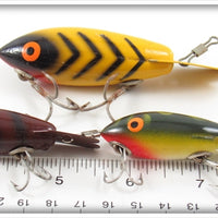 Bomber Yellow Black Stripes, Crawdad & Frog Lot Of Three