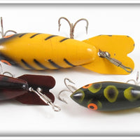 Bomber Yellow Black Stripes, Crawdad & Frog Lot Of Three