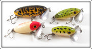 Arbogast Yellow Coachdog, Frog & Red Head Jitterbug Lot Of Four