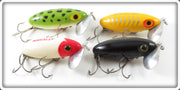 Arbogast Frog, Yellow, Red Head & Black Jitterbug Lot Of Four Lures