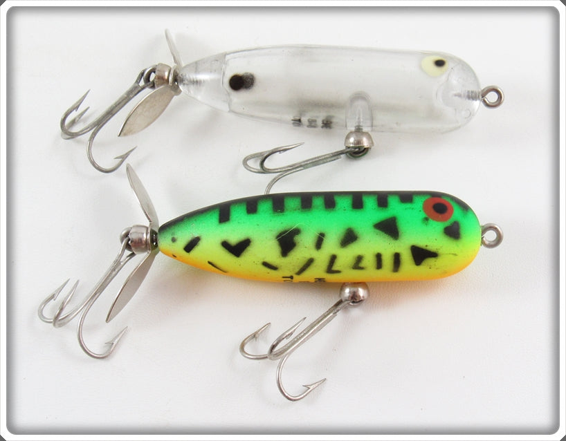 Vintage Heddon GRA & Clear Baby Torpedo Lure Pair