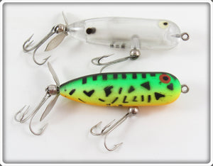 Vintage Heddon GRA & Clear Baby Torpedo Lure Pair