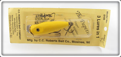 Vintage C.C. Roberts Bait Co Yellow The Pupette Lure On Card