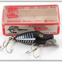 Vintage Heddon Black Shore Midget River Runt Lure In Box