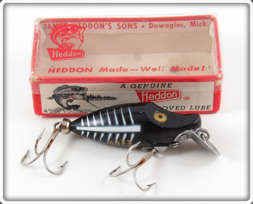 Vintage Heddon Black Shore Midget River Runt Lure In Box