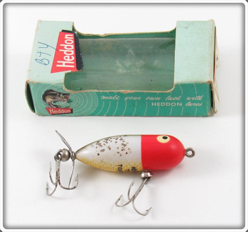 Vintage Heddon Red Head Flitter Tiny Torpedo Lure In Box