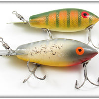 Vintage Bomber Bait Co Perch & Silver Flitter Lure Pair