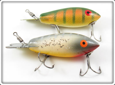 Vintage Bomber Bait Co Perch & Silver Flitter Lure Pair